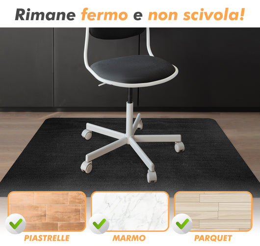 Tappeto Per Sedia Da Ufficio 95 x 120 Cm Antigraffio Per Sedie Da Scrivania Per Pavimenti In Legno o Piastrelle Salvapavimento Protettivo Sedute Con Ruote Rotelle Lavoro Gaming  - Antracite - 95x120 cm