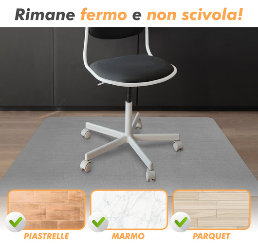 Tappeto Per Sedia Da Ufficio 95 x 120 Cm Antigraffio Per Sedie Da Scrivania Per Pavimenti In Legno o Piastrelle Salvapavimento Protettivo Sedute Con Ruote Rotelle Lavoro Gaming  - Grigio - 95x120 cm