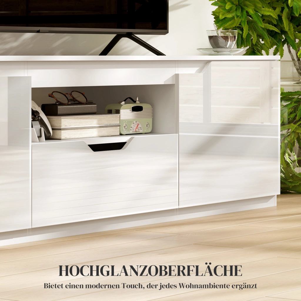 MOBILE TV 160 cm Bianco con 2 ante e cassetto