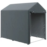 Capanno Attrezzi anti UV con Ingresso a Zip, in Acciaio Zincato e Tessuto PE,120x179x165 cm, Grigio Scuro
