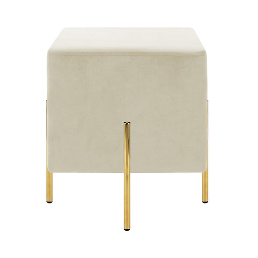Pouf Poggiapiedi In Velluto Con Gambe Dorate Elegante Imbottito Sgabello Per Toeletta Mobile Trucco Ottomano Ingresso Tavolino Camera Da Letto Soggiorno Salotto Quadrato - Beige