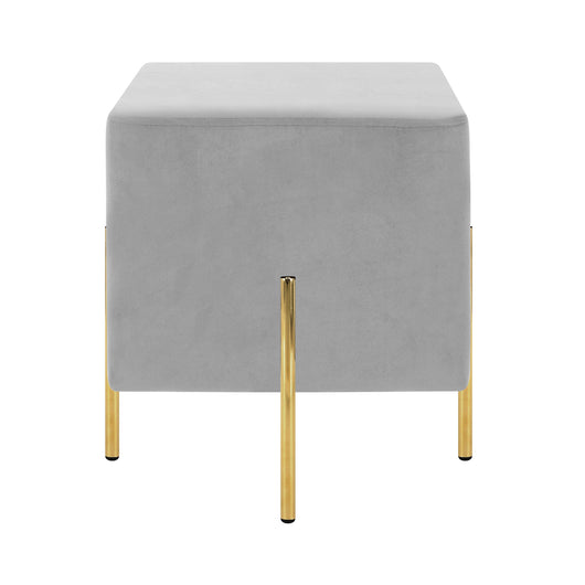 Pouf Poggiapiedi In Velluto Con Gambe Dorate Elegante Imbottito Sgabello Per Toeletta Mobile Trucco Ottomano Ingresso Tavolino Camera Da Letto Soggiorno Salotto Quadrato - Grigiochiaro