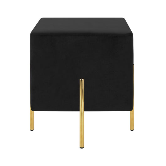 Pouf Poggiapiedi In Velluto Con Gambe Dorate Elegante Imbottito Sgabello Per Toeletta Mobile Trucco Ottomano Ingresso Tavolino Camera Da Letto Soggiorno Salotto Quadrato - Nero