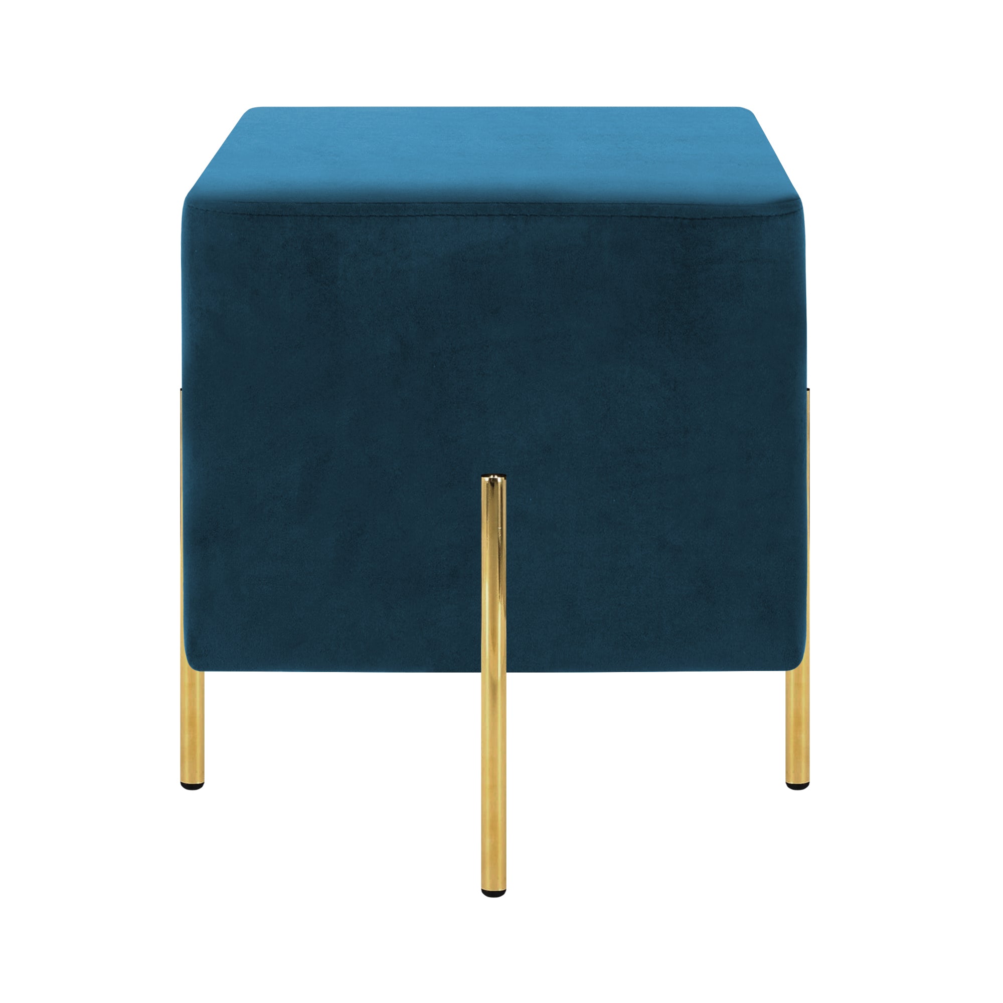 Pouf Poggiapiedi In Velluto Con Gambe Dorate Elegante Imbottito Sgabello Per Toeletta Mobile Trucco Ottomano Ingresso Tavolino Camera Da Letto Soggiorno Salotto Quadrato - Petrolio