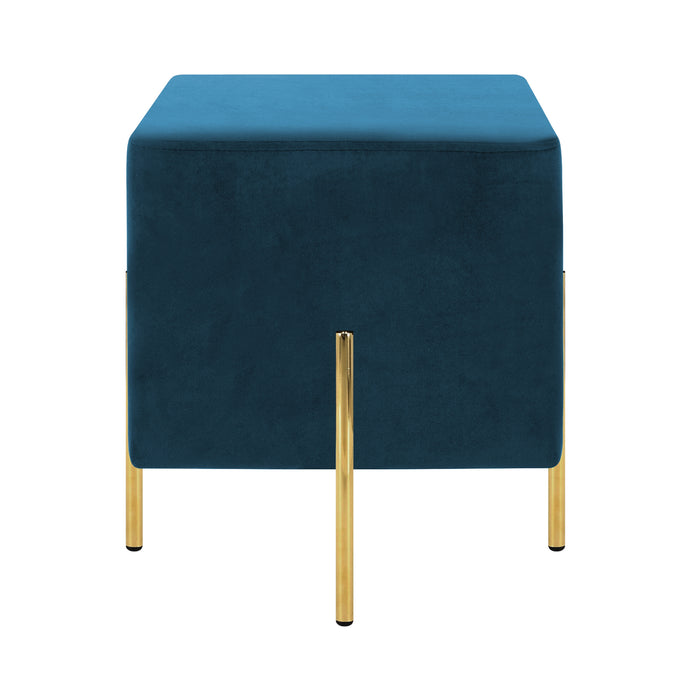 Pouf Poggiapiedi In Velluto Con Gambe Dorate Elegante Imbottito Sgabello Per Toeletta Mobile Trucco Ottomano Ingresso Tavolino Camera Da Letto Soggiorno Salotto Quadrato - Petrolio