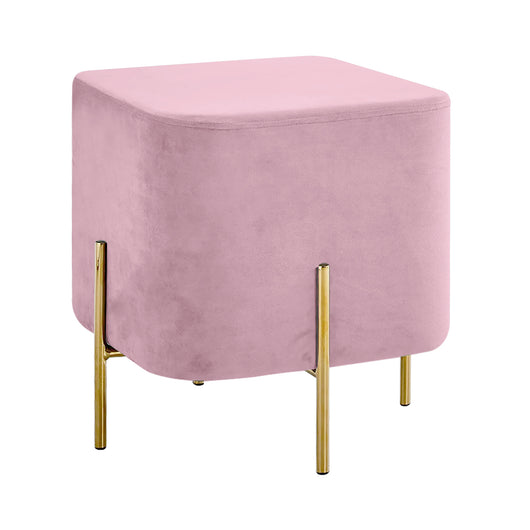 Pouf Poggiapiedi In Velluto Con Gambe Dorate Elegante Imbottito Sgabello Per Toeletta Mobile Trucco Ottomano Ingresso Tavolino Camera Da Letto Soggiorno Salotto Quadrato - Rosa