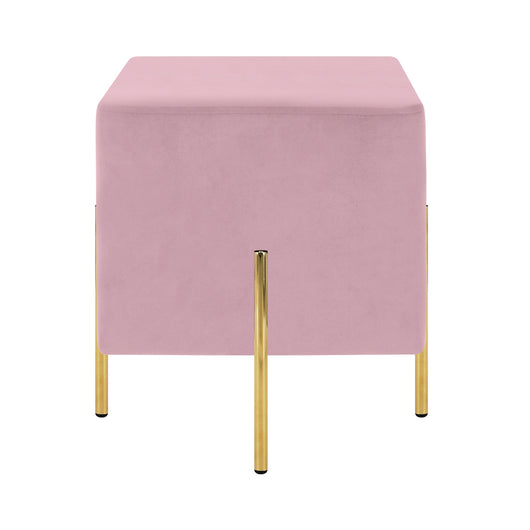 Pouf Poggiapiedi In Velluto Con Gambe Dorate Elegante Imbottito Sgabello Per Toeletta Mobile Trucco Ottomano Ingresso Tavolino Camera Da Letto Soggiorno Salotto Quadrato - Rosa