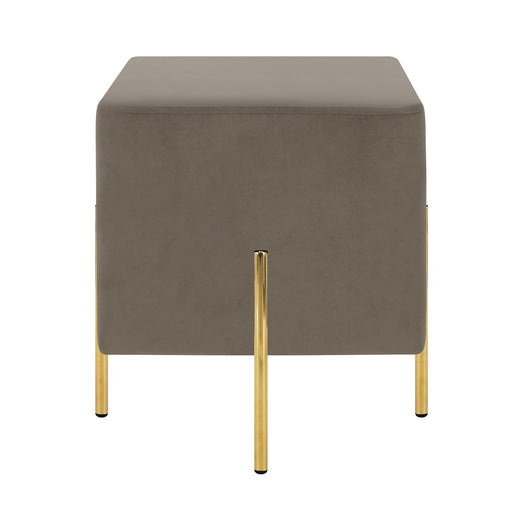 Pouf Poggiapiedi In Velluto Con Gambe Dorate Elegante Imbottito Sgabello Per Toeletta Mobile Trucco Ottomano Ingresso Tavolino Camera Da Letto Soggiorno Salotto Quadrato - Tortora