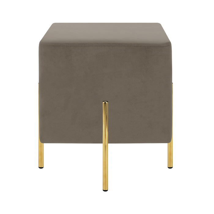 Pouf Poggiapiedi In Velluto Con Gambe Dorate Elegante Imbottito Sgabello Per Toeletta Mobile Trucco Ottomano Ingresso Tavolino Camera Da Letto Soggiorno Salotto Quadrato - Tortora
