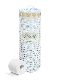 Portarotolo Carta Igienica Da Terra Con Coperchio Portacarta Struttura Robusta In Metallo Con Rivestimento Elegante Design Moderno Accessori Bagno In Vimini Intrecciato Fino a 4 Rotoli   - Heart