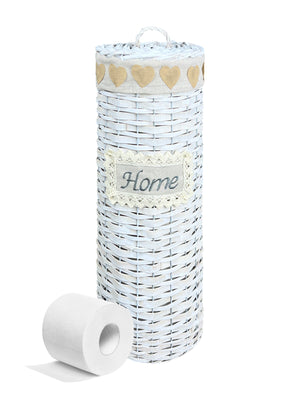 Portarotolo Carta Igienica Da Terra Con Coperchio Portacarta Struttura Robusta In Metallo Con Rivestimento Elegante Design Moderno Accessori Bagno In Vimini Intrecciato Fino a 4 Rotoli   - Heart