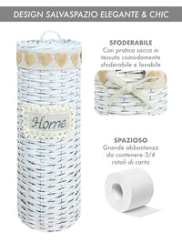 Portarotolo Carta Igienica Da Terra Con Coperchio Portacarta Struttura Robusta In Metallo Con Rivestimento Elegante Design Moderno Accessori Bagno In Vimini Intrecciato Fino a 4 Rotoli   - Heart