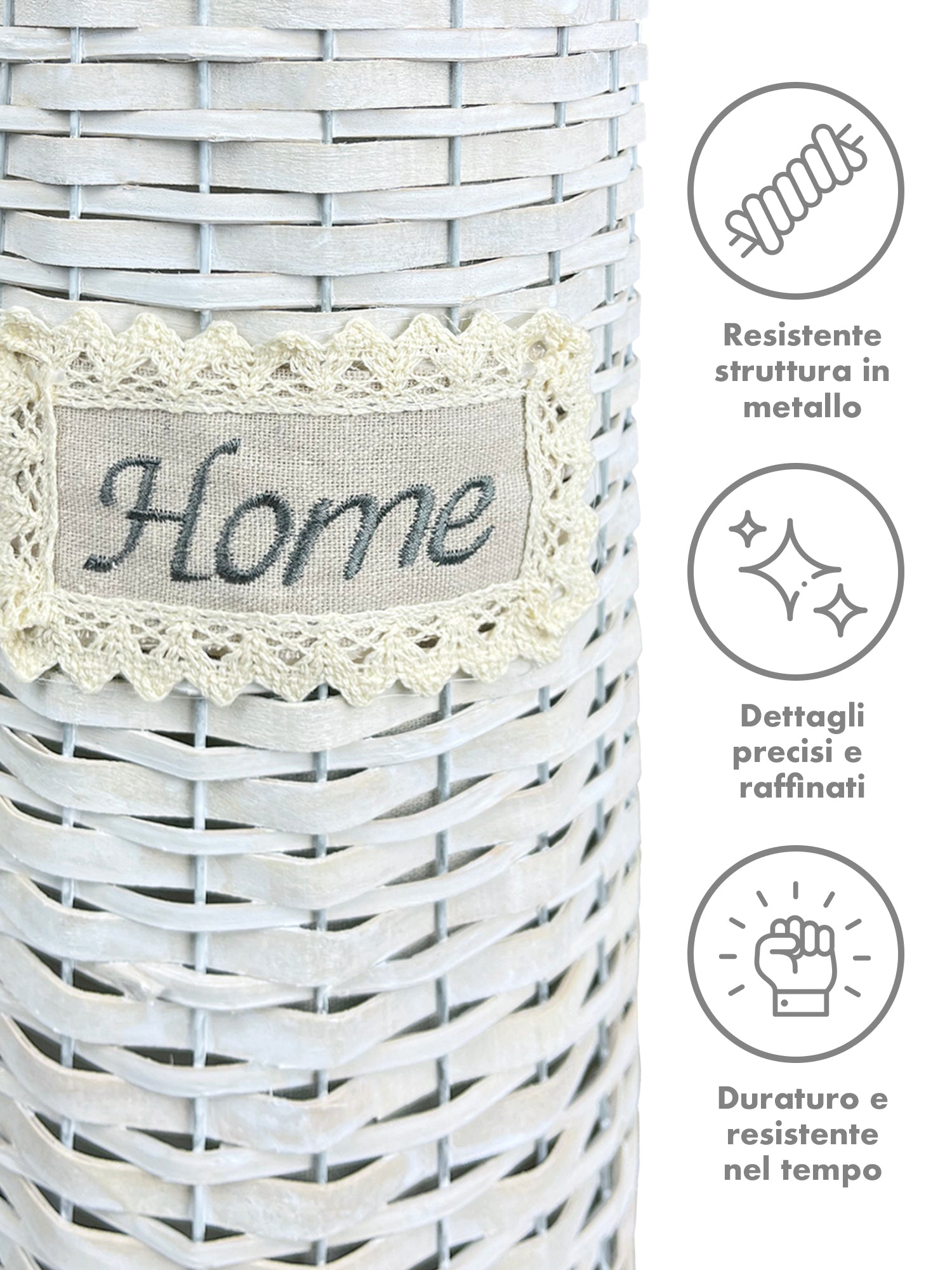 Portarotolo Carta Igienica Da Terra Con Coperchio Portacarta Struttura Robusta In Metallo Con Rivestimento Elegante Design Moderno Accessori Bagno In Vimini Intrecciato Fino a 4 Rotoli   - Heart