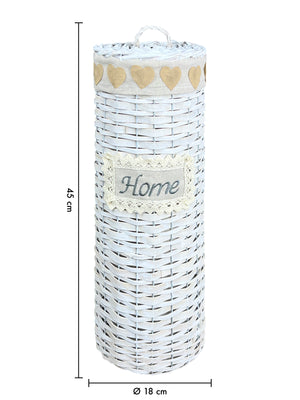 Portarotolo Carta Igienica Da Terra Con Coperchio Portacarta Struttura Robusta In Metallo Con Rivestimento Elegante Design Moderno Accessori Bagno In Vimini Intrecciato Fino a 4 Rotoli   - Heart
