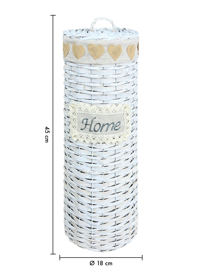 Portarotolo Carta Igienica Da Terra Con Coperchio Portacarta Struttura Robusta In Metallo Con Rivestimento Elegante Design Moderno Accessori Bagno In Vimini Intrecciato Fino a 4 Rotoli   - Heart