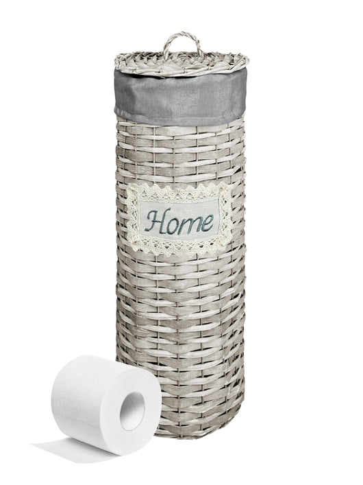 Portarotolo Carta Igienica Da Terra Con Coperchio Portacarta Struttura Robusta In Metallo Con Rivestimento Elegante Design Moderno Accessori Bagno In Vimini Intrecciato Fino a 4 Rotoli   - Home