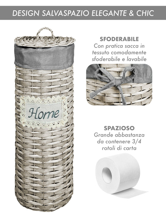 Portarotolo Carta Igienica Da Terra Con Coperchio Portacarta Struttura Robusta In Metallo Con Rivestimento Elegante Design Moderno Accessori Bagno In Vimini Intrecciato Fino a 4 Rotoli   - Home