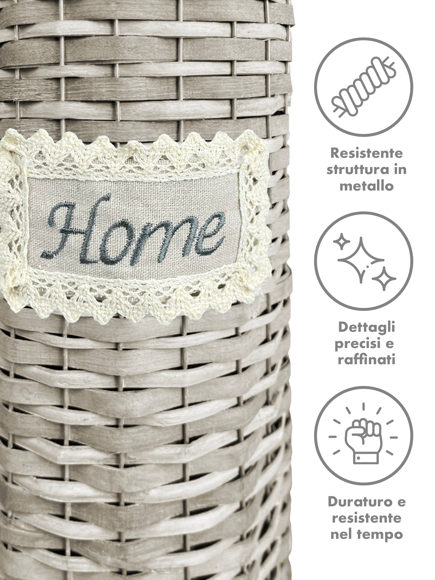 Portarotolo Carta Igienica Da Terra Con Coperchio Portacarta Struttura Robusta In Metallo Con Rivestimento Elegante Design Moderno Accessori Bagno In Vimini Intrecciato Fino a 4 Rotoli   - Home