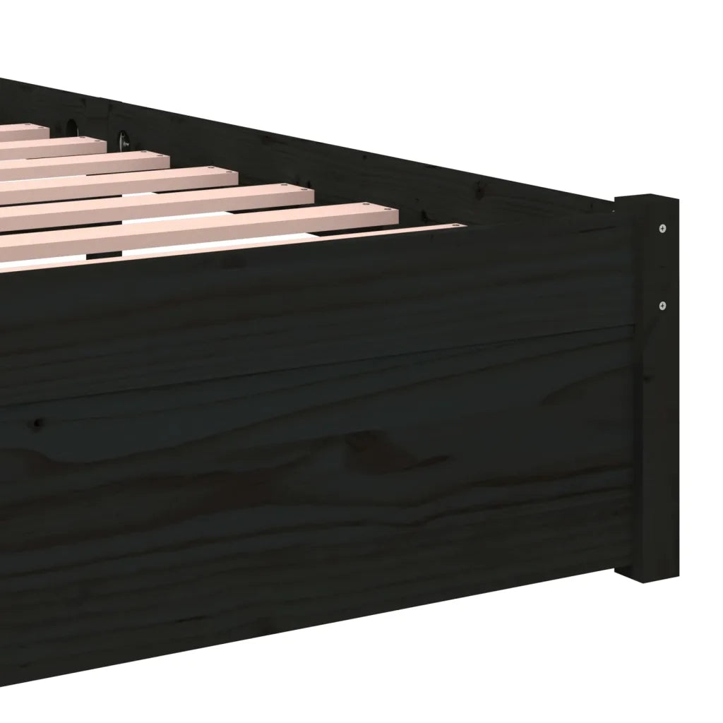 Giroletto-Struttura Letto Nero in Legno Massello 90x190 cm Single