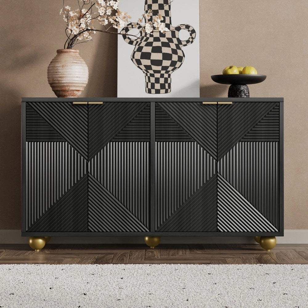 Credenza con Ante e Ripiani ¨C Xylo ¨C Legno, Metallo, Gambe Sferiche