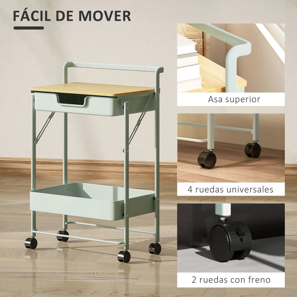 Carrello cassettiera con ruote ¨C zephmum ¨C verde chiaro 60x40x80