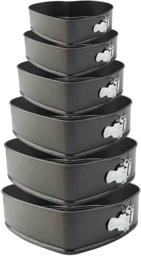 Set di teglie per torta a forma di cuore, 7 pezzi, 7" 8" 8" 8.5" 9" 10" 11", set di teglie per torta non-stick con fondo rimovibile