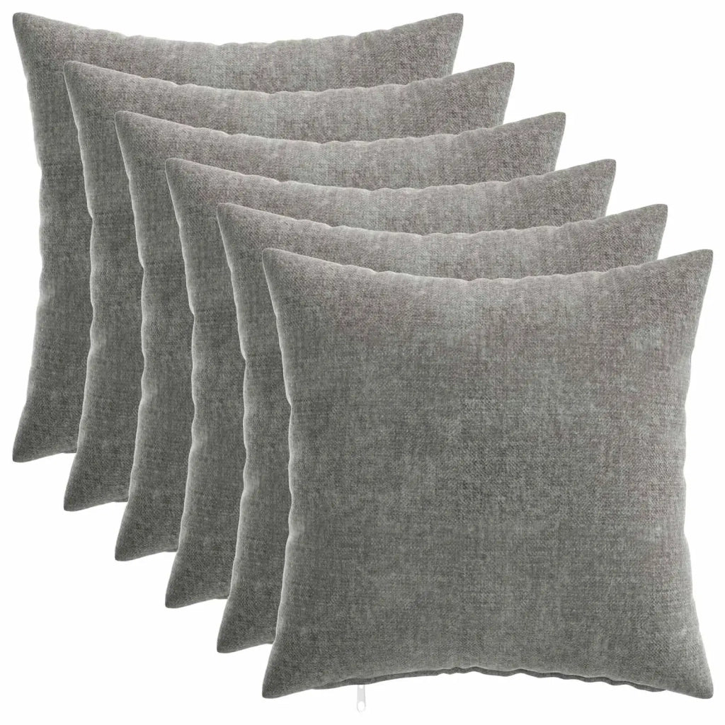 Federa 6 pcs HEERLEN Grigio Scuro 40 x 40 cm Tessuto Chenille 908501