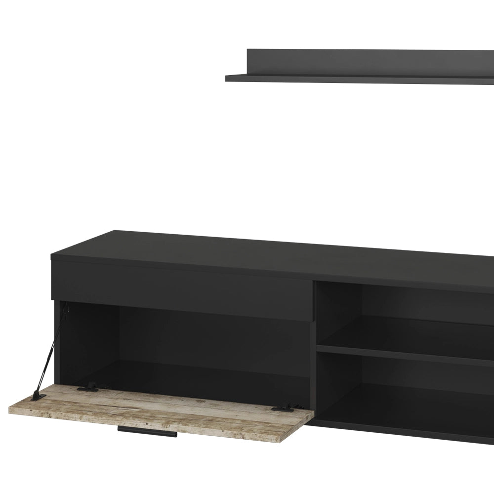 Vicco Parete attrezzata Rovere nero/sabbia con 1 lembo