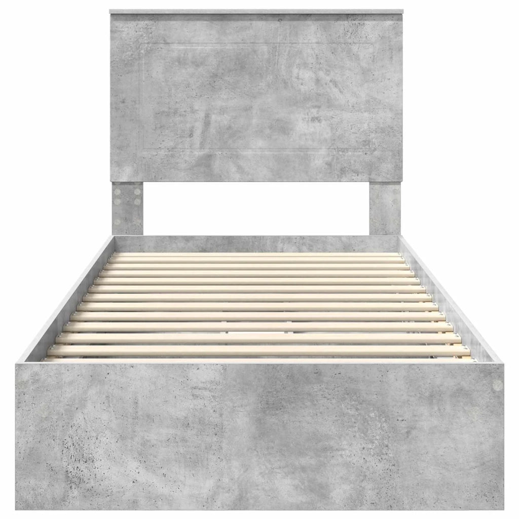 Letto con Contenitore con testiera Grigio cemento 75 x 190 cm