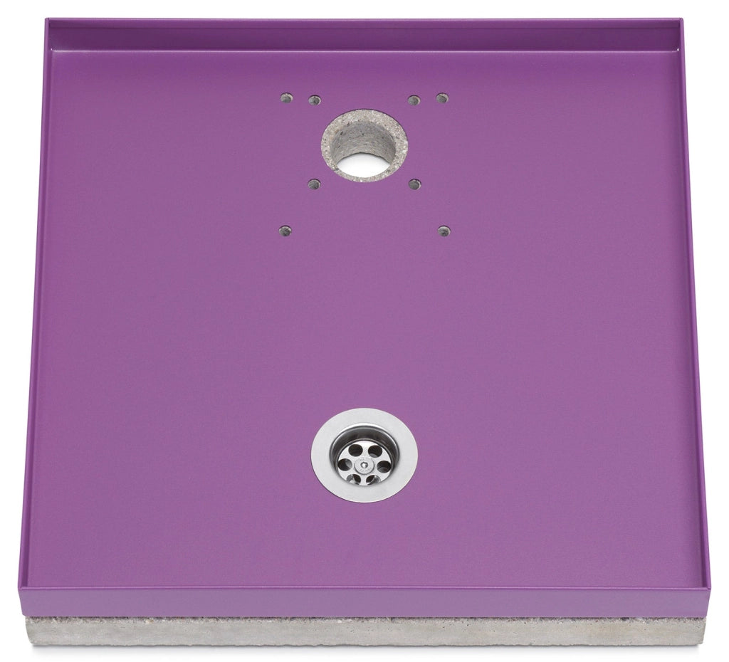 Base Portaciottolo per Fontane 40x40x8 cm in Metallo con Base in Cemento Belfer 42/BSE/10 Viola