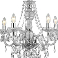 Lampadario Classico Mariateresa Vetro Trasparente Policarbonato Cromo 5 Luci E14