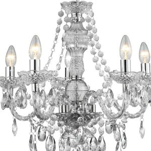 Lampadario Classico Mariateresa Vetro Trasparente Policarbonato Cromo 5 Luci E14