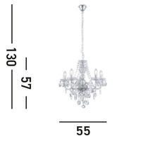 Lampadario Classico Mariateresa Vetro Trasparente Policarbonato Cromo 5 Luci E14