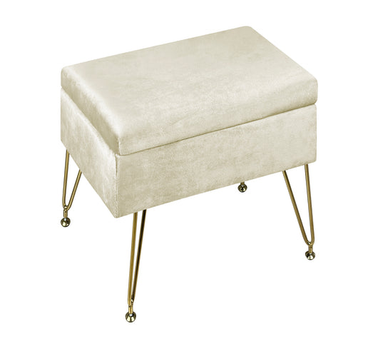 Pouf Panca Imbottita Divanetto In Velluto Contenitore PortaOggetti Panca Sgabello A Pie Di Letto Con Gambe In Metallo Dorato Cassapanca Scarpiera Ingresso Legno Massello Panchina  - Beige