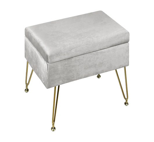 Pouf Panca Imbottita Divanetto In Velluto Contenitore PortaOggetti Panca Sgabello A Pie Di Letto Con Gambe In Metallo Dorato Cassapanca Scarpiera Ingresso Legno Massello Panchina  - Grigio chiaro