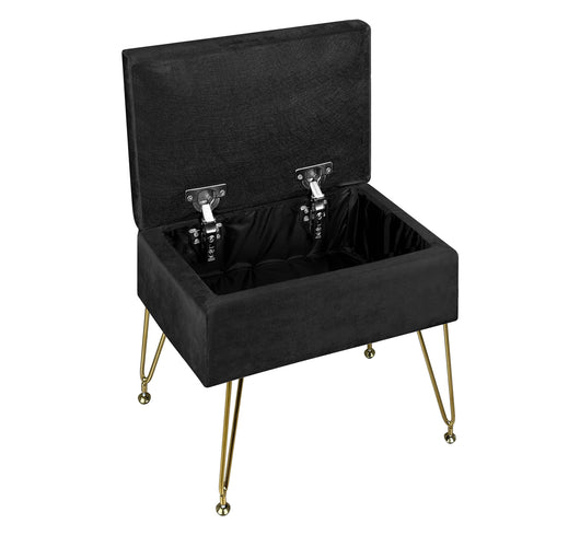 Pouf Panca Imbottita Divanetto In Velluto Contenitore PortaOggetti Panca Sgabello A Pie Di Letto Con Gambe In Metallo Dorato Cassapanca Scarpiera Ingresso Legno Massello Panchina  - Nero