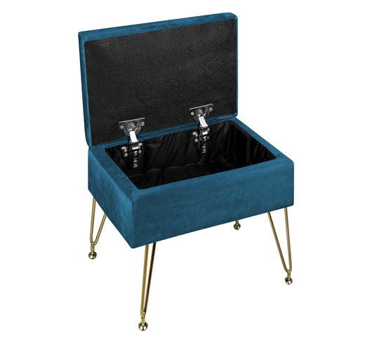 Pouf Panca Imbottita Divanetto In Velluto Contenitore PortaOggetti Panca Sgabello A Pie Di Letto Con Gambe In Metallo Dorato Cassapanca Scarpiera Ingresso Legno Massello Panchina  - Petrolio