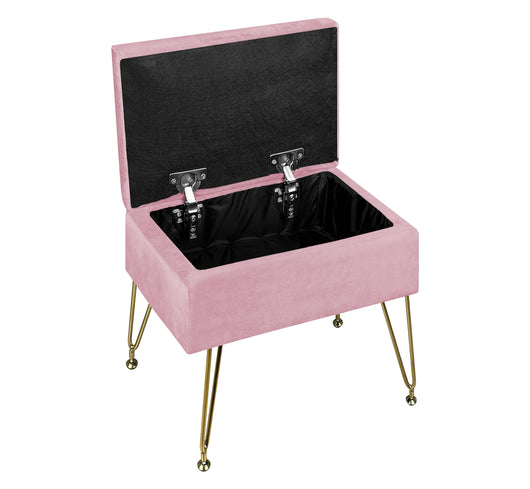 Pouf Panca Imbottita Divanetto In Velluto Contenitore PortaOggetti Panca Sgabello A Pie Di Letto Con Gambe In Metallo Dorato Cassapanca Scarpiera Ingresso Legno Massello Panchina  - Rosa