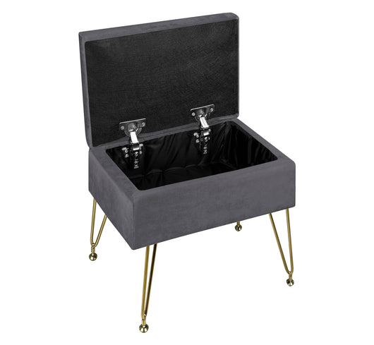 Pouf Panca Imbottita Divanetto In Velluto Contenitore PortaOggetti Panca Sgabello A Pie Di Letto Con Gambe In Metallo Dorato Cassapanca Scarpiera Ingresso Legno Massello Panchina  - Stone