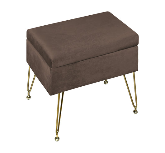 Pouf Panca Imbottita Divanetto In Velluto Contenitore PortaOggetti Panca Sgabello A Pie Di Letto Con Gambe In Metallo Dorato Cassapanca Scarpiera Ingresso Legno Massello Panchina  - Testa di moro