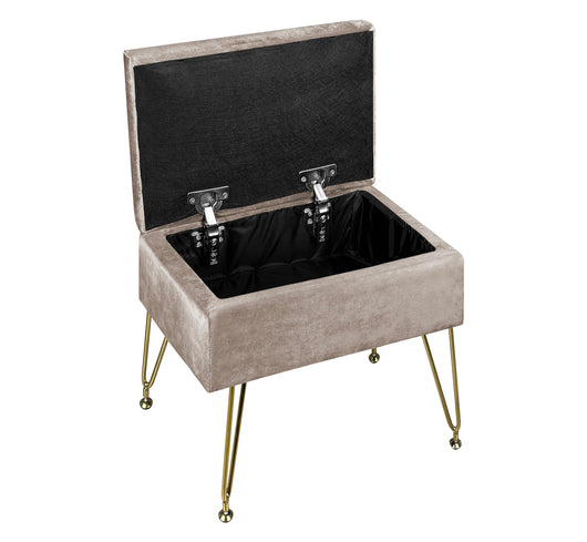 Pouf Panca Imbottita Divanetto In Velluto Contenitore PortaOggetti Panca Sgabello A Pie Di Letto Con Gambe In Metallo Dorato Cassapanca Scarpiera Ingresso Legno Massello Panchina  - Tortora