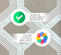 Telo Arredo In Cotone Panama Stampato Varie Fantasie GrandFoulard Copridivano Copriletto Sofà Prodotto Italiano Singolo e Matrimoniale  - Esagono beige - 2 Posti