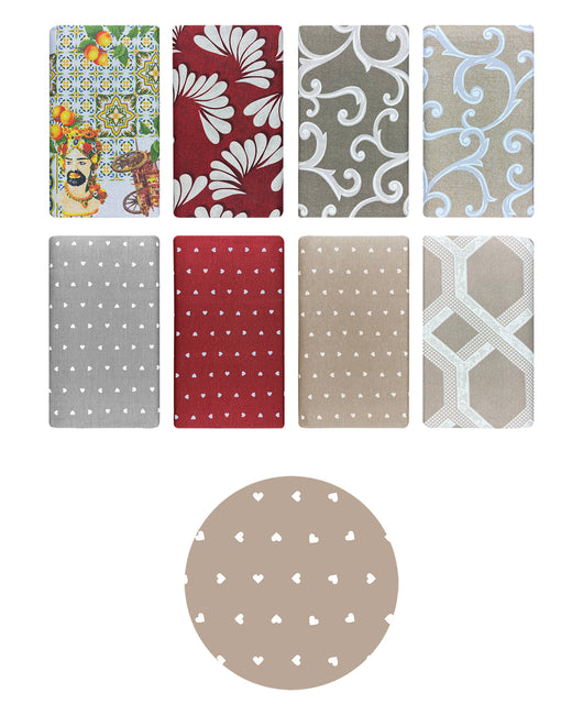 Telo Arredo In Cotone Panama Stampato Varie Fantasie GrandFoulard Copridivano Copriletto Sofà Prodotto Italiano Singolo e Matrimoniale  - Love beige - 1 Posto