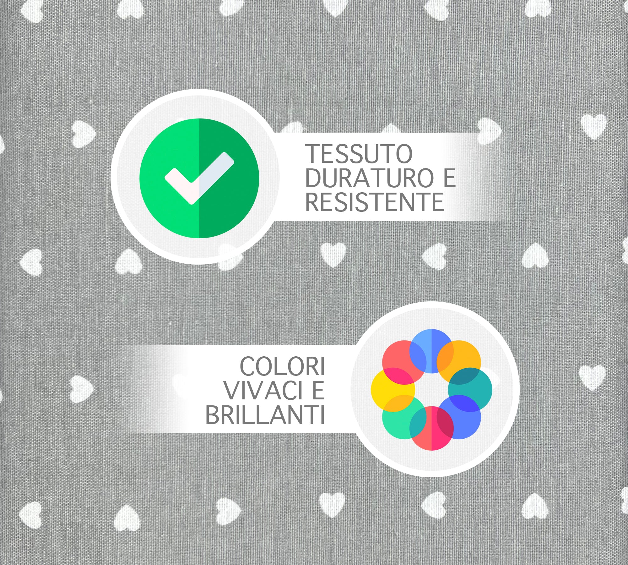 Telo Arredo In Cotone Panama Stampato Varie Fantasie GrandFoulard Copridivano Copriletto Sofà Prodotto Italiano Singolo e Matrimoniale  - Love grigio - 2 Posti