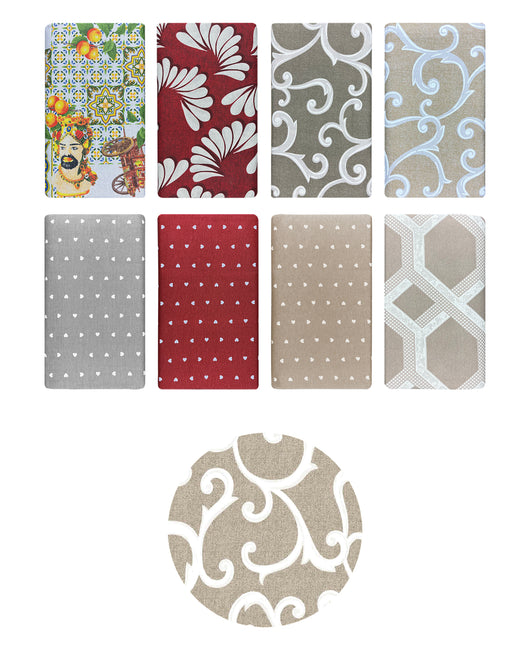 Telo Arredo In Cotone Panama Stampato Varie Fantasie GrandFoulard Copridivano Copriletto Sofà Prodotto Italiano Singolo e Matrimoniale  - Renage beige - 1 Posto