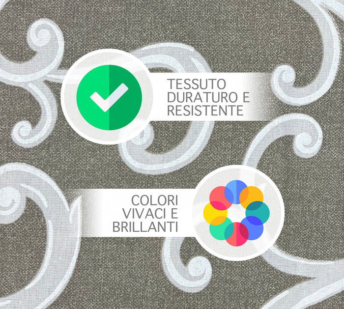 Telo Arredo In Cotone Panama Stampato Varie Fantasie GrandFoulard Copridivano Copriletto Sofà Prodotto Italiano Singolo e Matrimoniale  - Renage tortora - 1 Posto