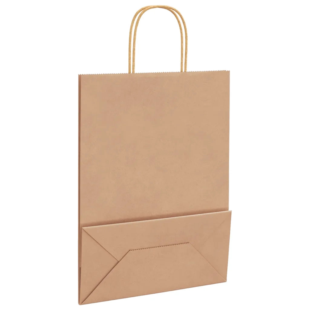 Sacchetti di Carta 250 pz con Manici Marrone 26x12x35 cm CFW8962316
