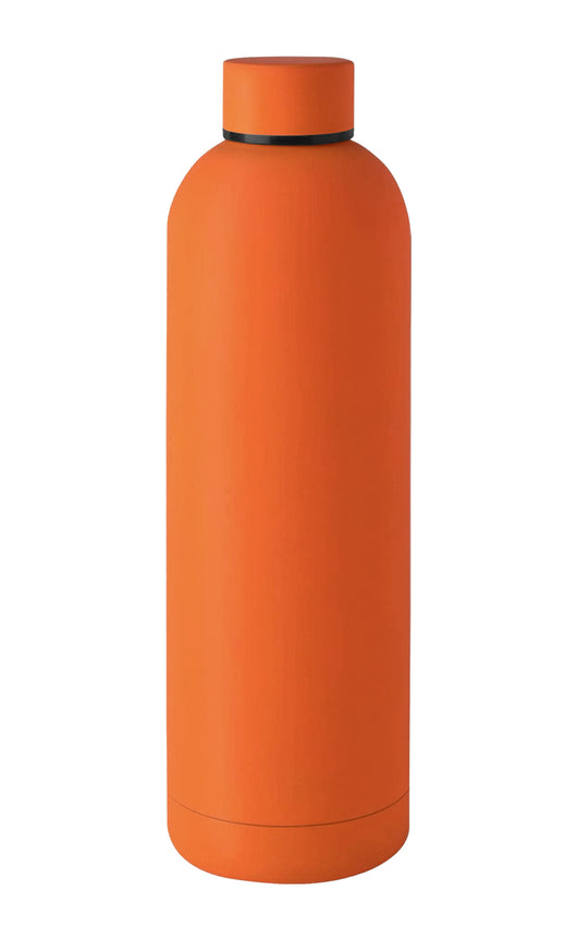 Borraccia Termica 1 Litro Bottiglia Acciaio Inox Inossidabile Doppio Strato 1000 Ml Tappo Antigoccia Doppia Camera Bevande Calde Fredde Termos Sistema Sottovuoto Rivestimento Soft Touch  - Arancio
