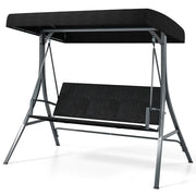 Sedia a dondolo a 3 posti 146 x 47 x 165 cm tela regolabile struttura in metallo dal design moderno in rattan nero 20_0017813