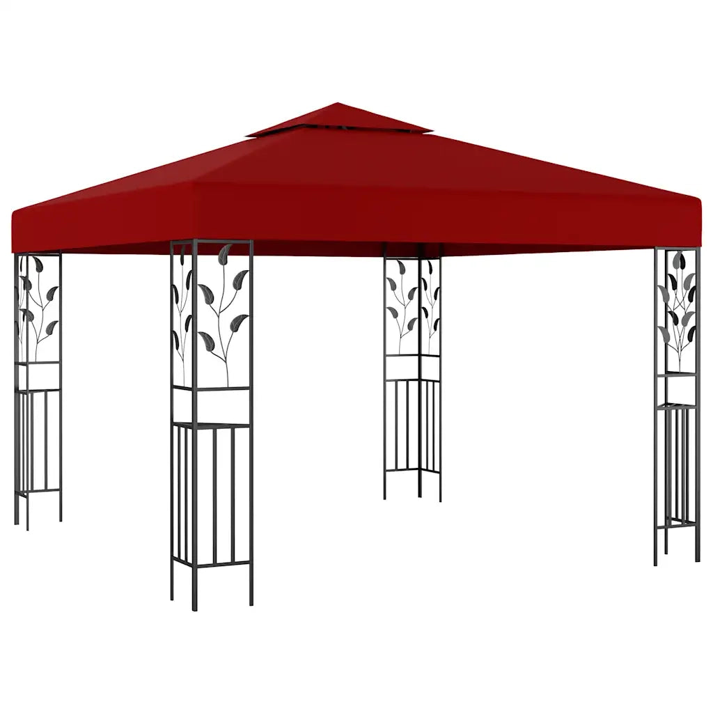 Gazebo | Pergolato con Stringa di Luci LED 3x3 m Rosso Vino